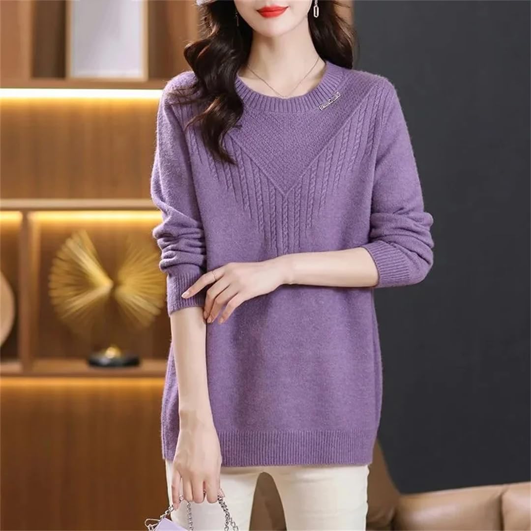 Camicia da donna a maniche lunghe con colletto rotondo allentato slim top