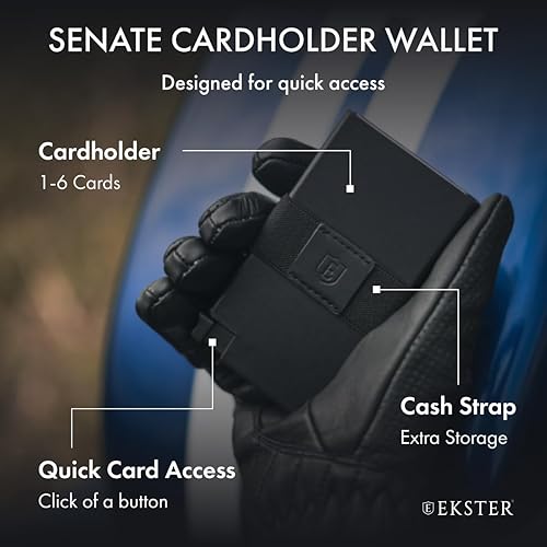 Vista 2 de Ekster Senate - Cartera de cuero para tarjetas - Bloqueo RFID - Acceso rápido a la tarjeta, negro (Nappa Black), Moderno