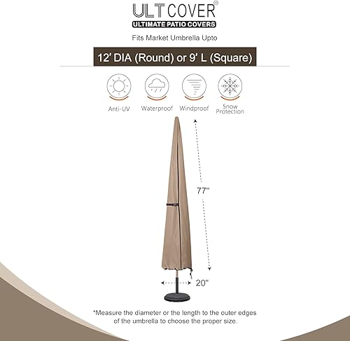 Miniatura 3 de ULTCOVER - Funda para sombrilla de patio Mercado marrón