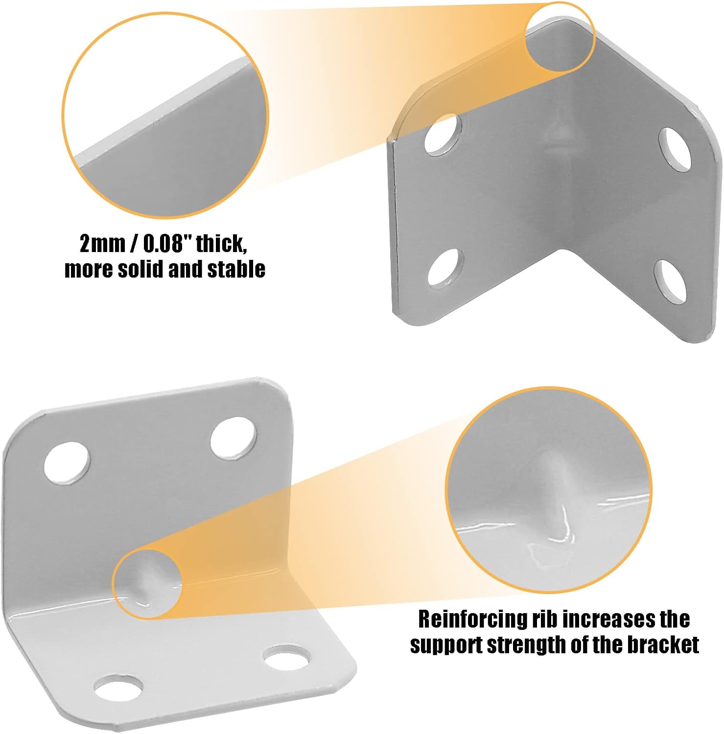 Waziaqoc 4 PCS 1 x 1.2 Inch L Shape Shelf Bracket, White 26 x 26 x 32mm Metal Corner Brace, 90 Degree Right Angle L Brackets Support with Screws for Wood Furniture Shelves