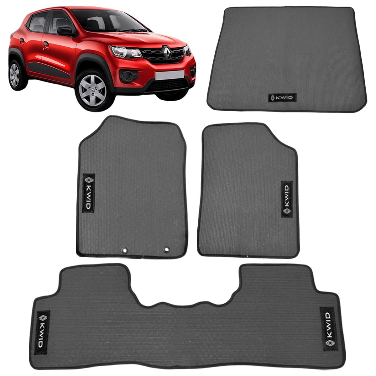 Kit Tapete Emborrachado Kwid 2017/... + Tapete Porta Malas | Borracha
