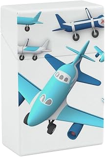 Airplane Cigarette Case for Men Woemn Flip Top 85mm King Size Hold 20 Capacity Purse Pocket Cigarette Holder Windproof Plastic Cig Box Pack Smoking Accessories