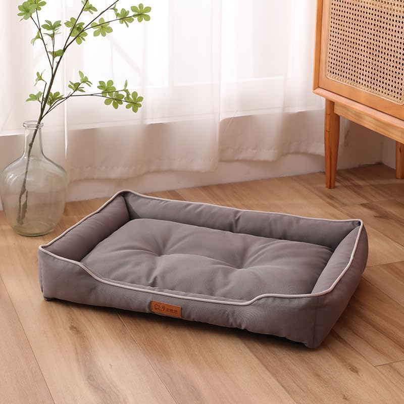 Pet Bed & Dog Beds: Waterproof Dog Bed for Small/Med/Large Dogs/Cats Premium Oxford Cloth, All-Season, Bite-Resistant, Shape-Retaining, Thick PP Cotton, Quick Rebound, Urine-Proof (Large)