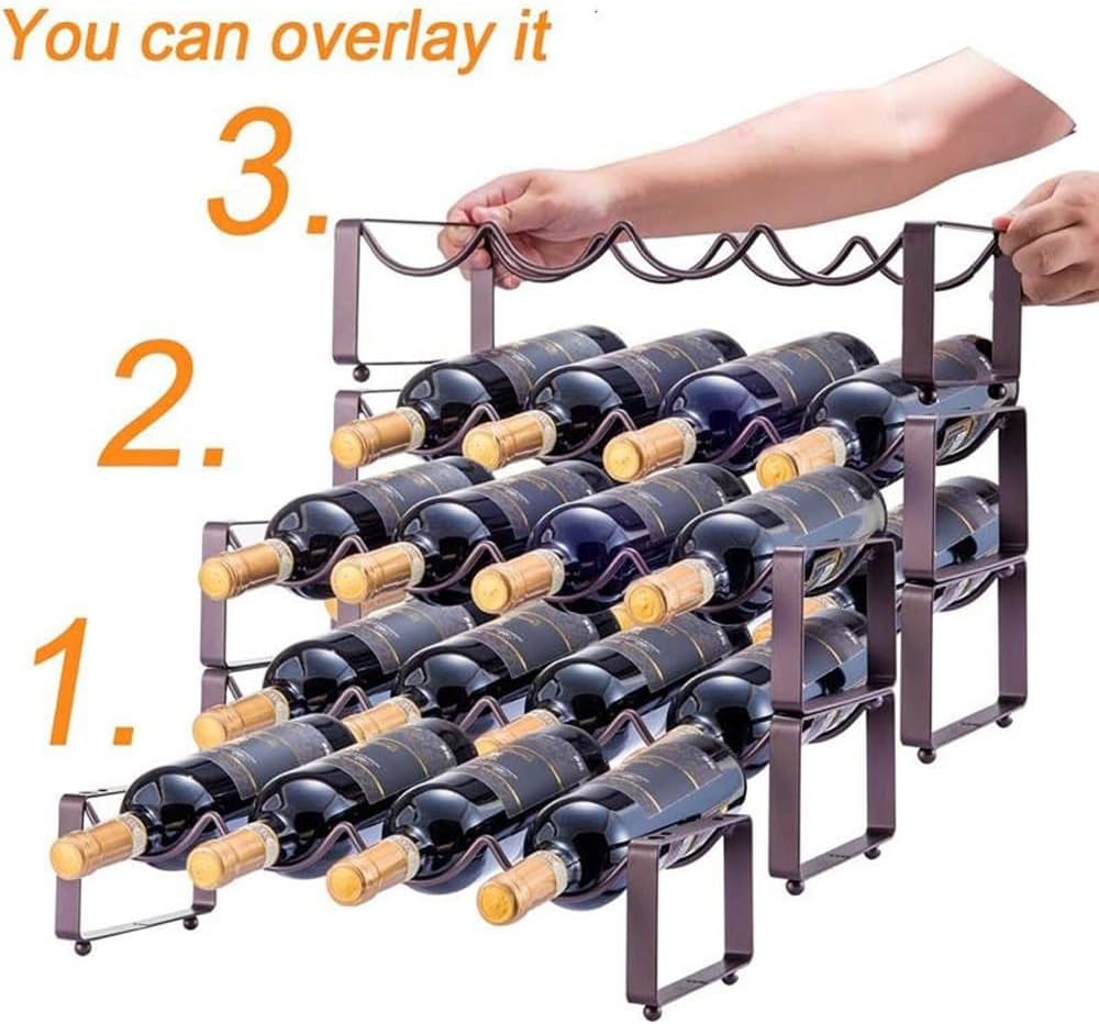 Wine Rack Countertop, 12-Bottle Rustic Metal Freestanding Wine Bottle Holder, Tabletop Wine Rack Stand, Wine Bottles Organizer for Home Kitchen Counter Cabinet Pantry Bar