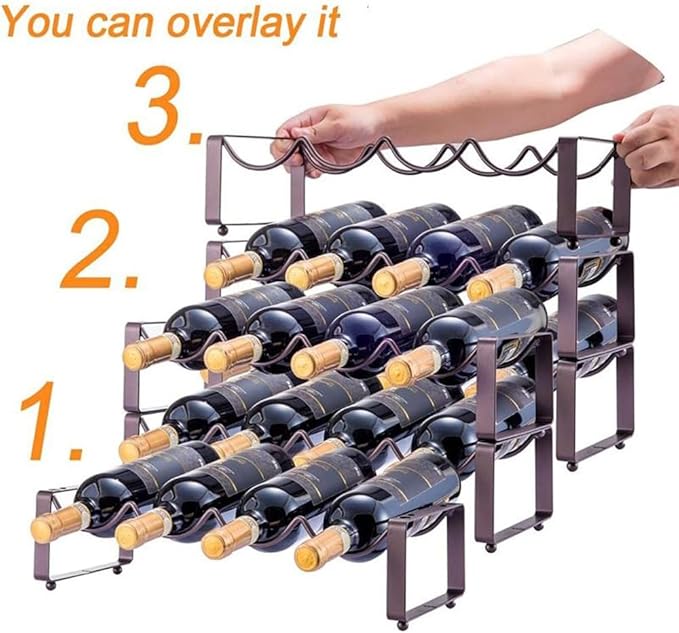 Estante para Vino de Mesa YIORYO, 12 Botellas, Metal Rústico miniatura 4