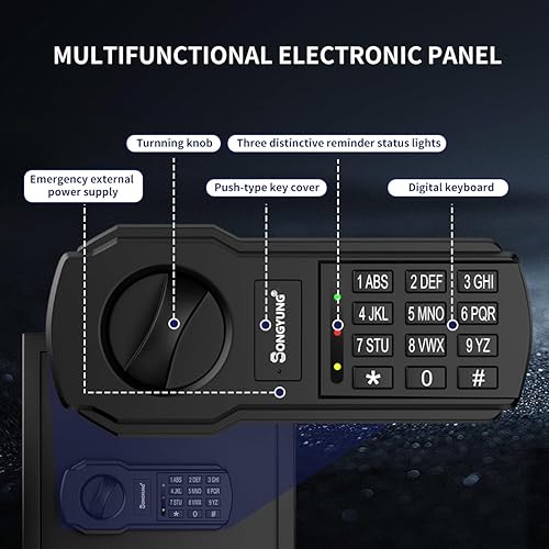 Miniatura 10 de Caja fuerte de pared para armario de 60 llaves con luz de sensor y fuente de alimentación externa de emergencia, caja fuerte para llave electrónica,
