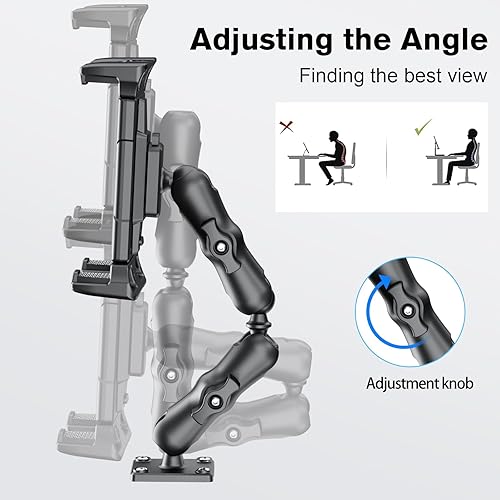 Miniatura 4 de OHLPRO Soporte de tableta para camión Base de taladro resistente Soporte para tablet para tablero de automóvil, soporte para iPad Pro Samsung