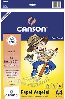 Papel vegetal liso A4 60g - com 10 folhas - Canson