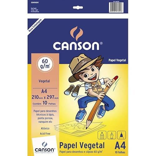 Papel vegetal liso A4 60g - com 10 folhas - Canson