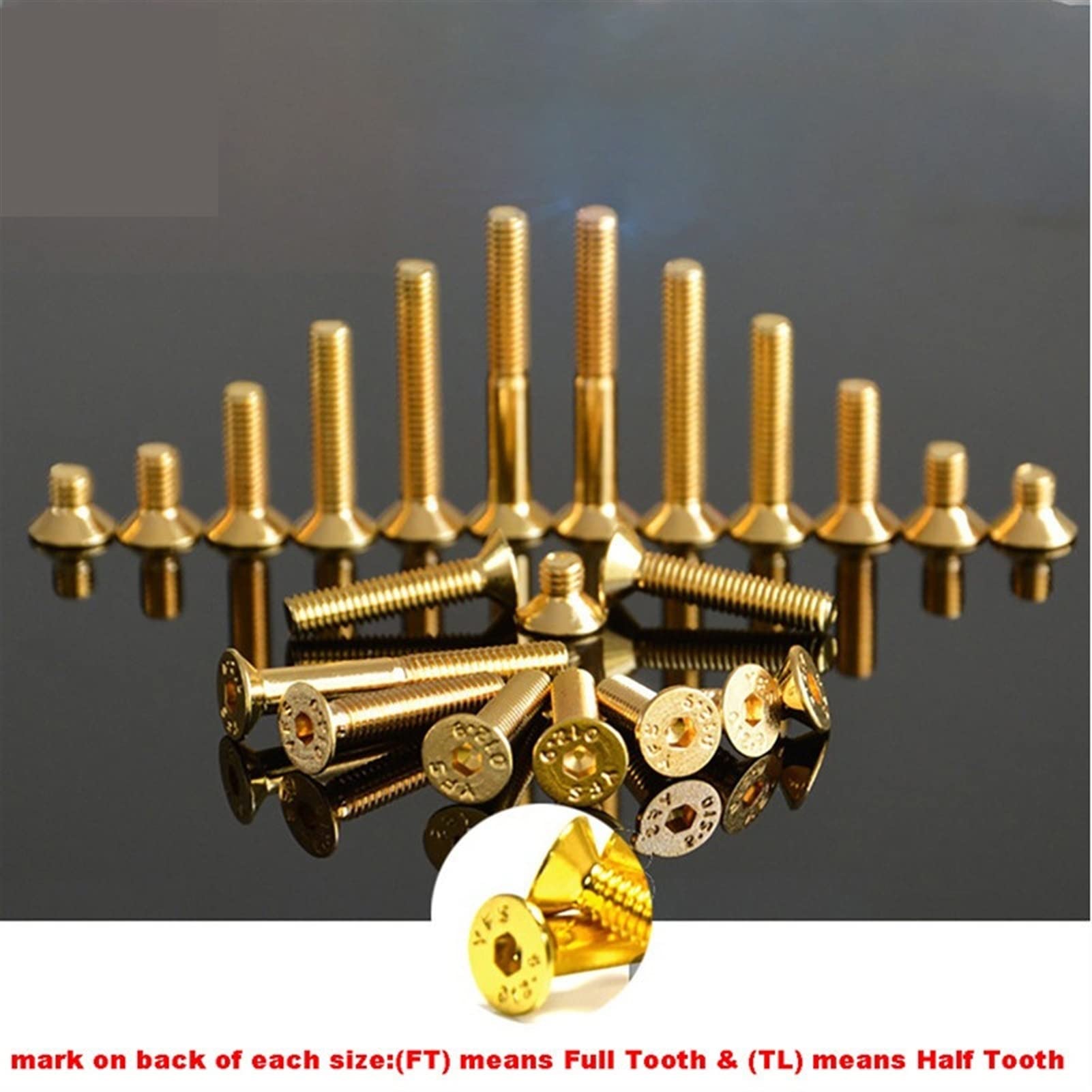 Tornillos con cabeza hexagonal avellanada M2 M2.5 M3 M4 M5, acero de aleación de grado 12,9, chapado en oro, 20 piezas(M5x30mm -FT)