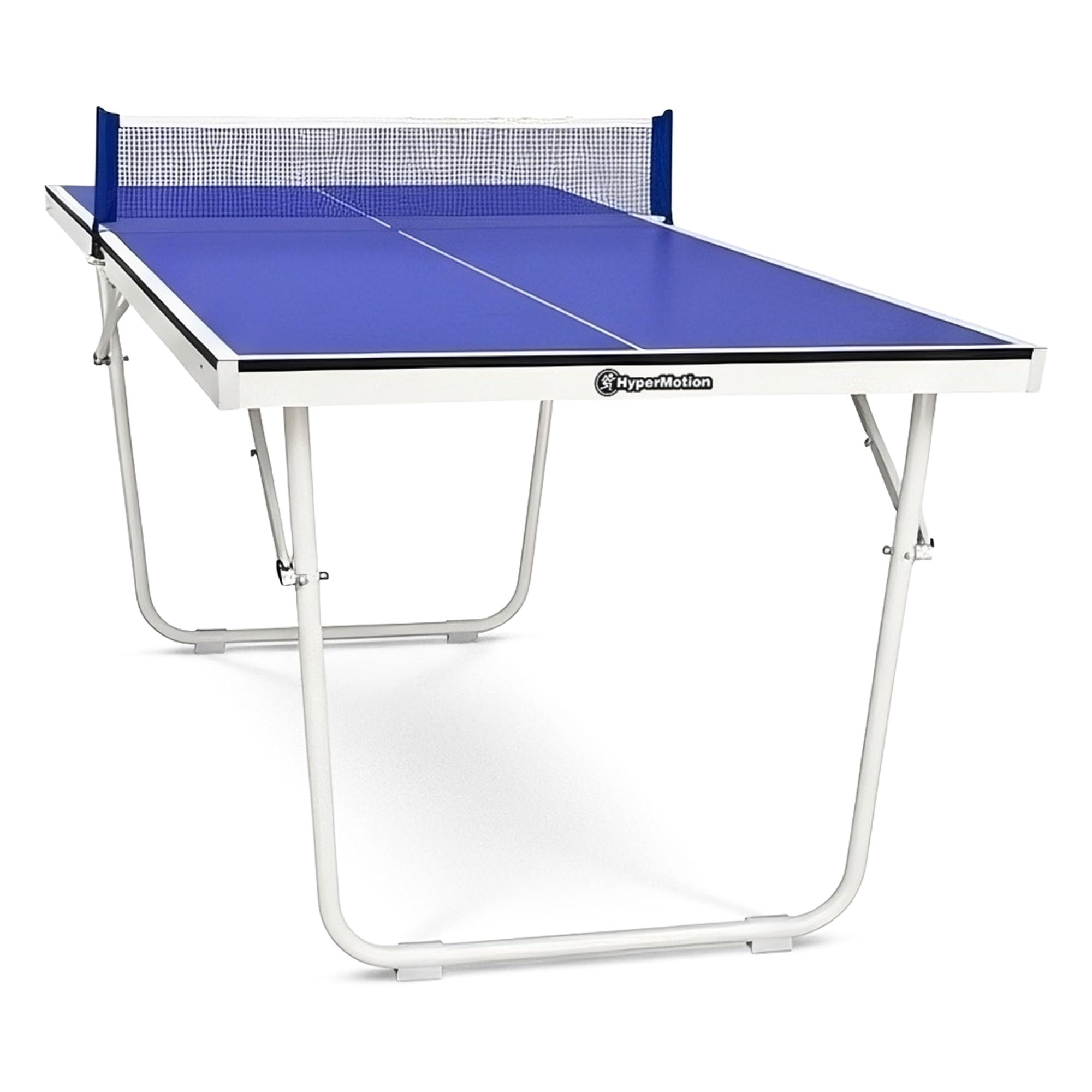 HyperMotion Mesa de Ping Pong Plegable para Casa, Mesa Compacta de Tenis de Mesa Indoor para Juego Recreativo, Diseño Ahorra Espacio con Red, 2 Palas y Pelotas, Mesa Familiar para Niños y Adultos