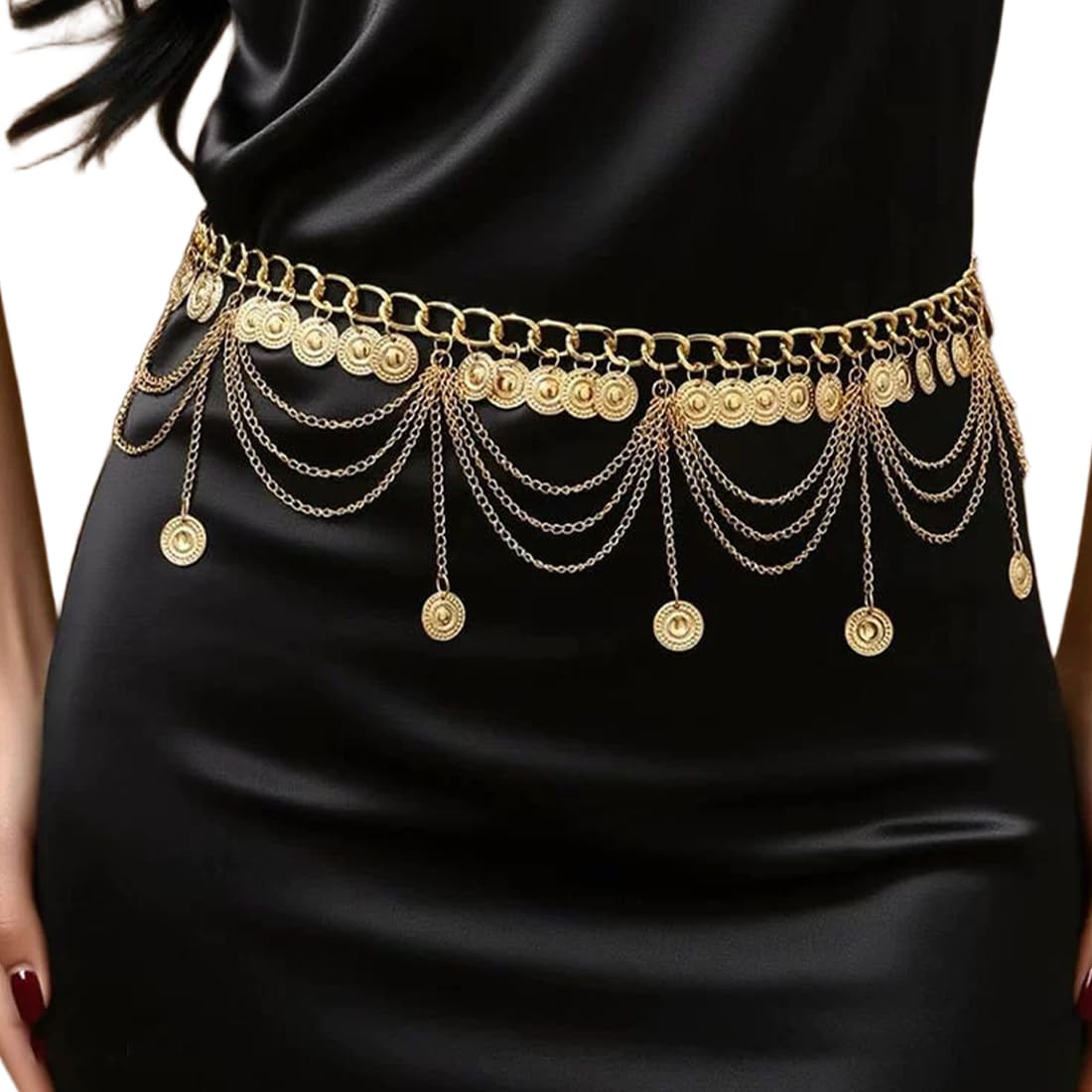 1 Pcs Cinturón de Cadena de Metal para Mujer,Cinturón de Cadena de Metal Estilo Occidental,Accesorios para Mujer,para Vestidos,Vaqueros,Estilosos