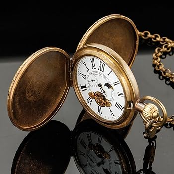 Amazon | Alwesam 銅製懐中時計 スチームパンク 機械式 ロンドン 手