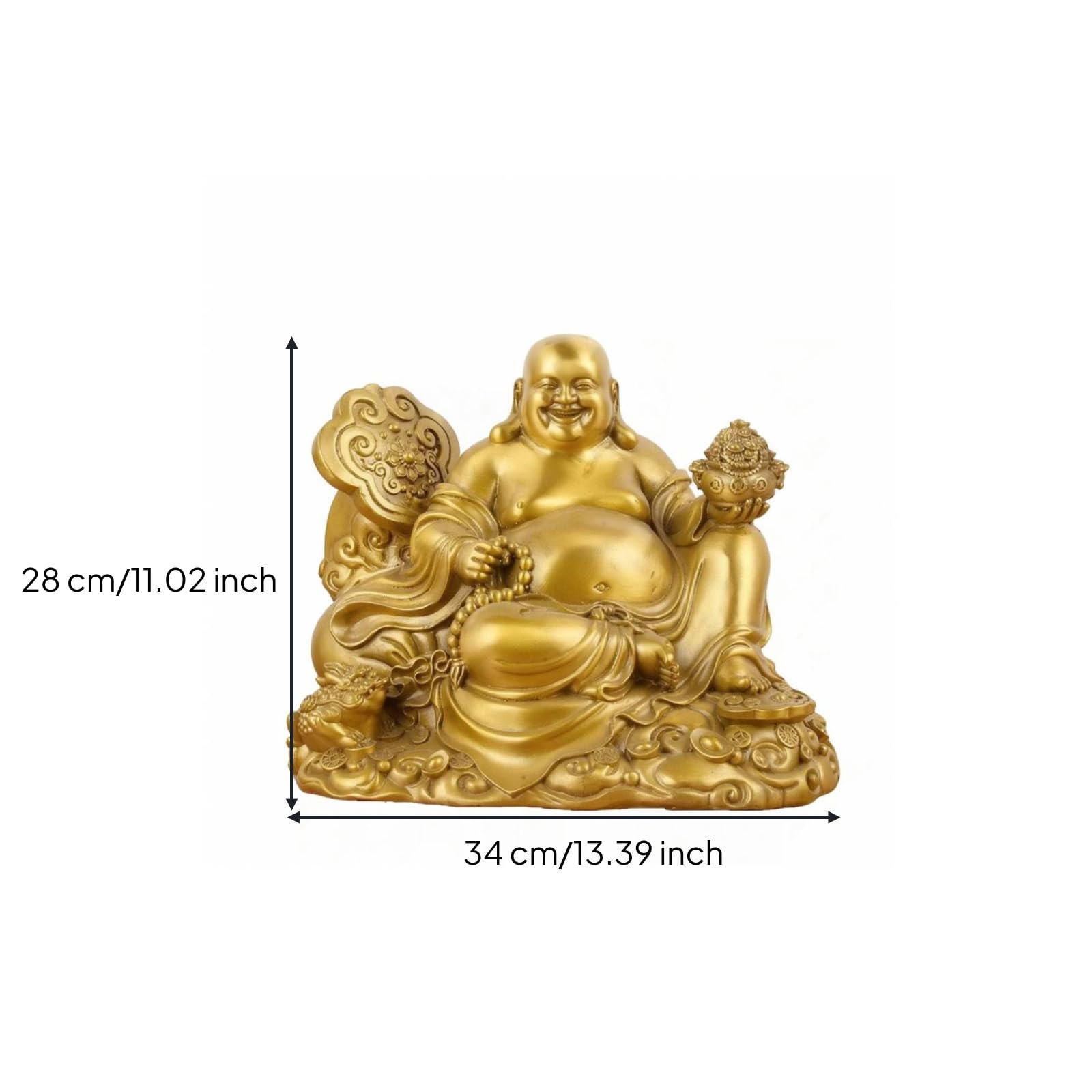 Statue Bddha Maitreya Rieur en Cuivre Style Chinois Traditionnel Statue Bddha Rieur Sculpté Ornement Bddhique pr D'entrée, 28cm