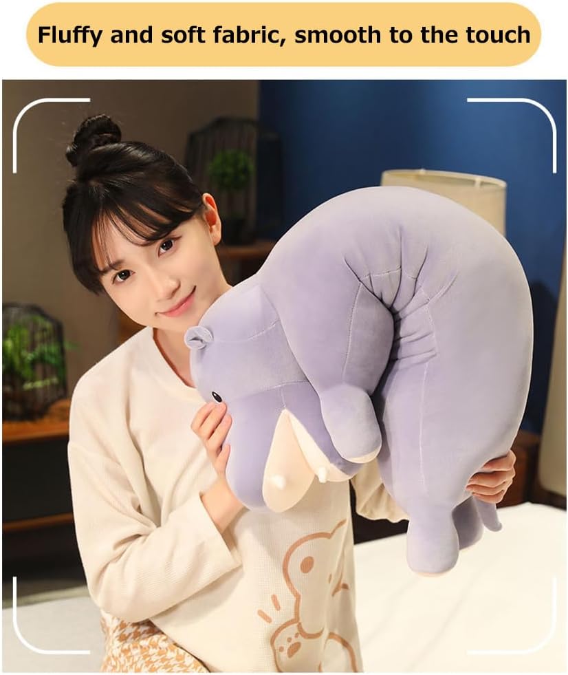 Long Hippo Stuffed Plush Animal Body Pillow Throw Pillow Toy Soft Weighted Hippo Plush Stuffed Gift