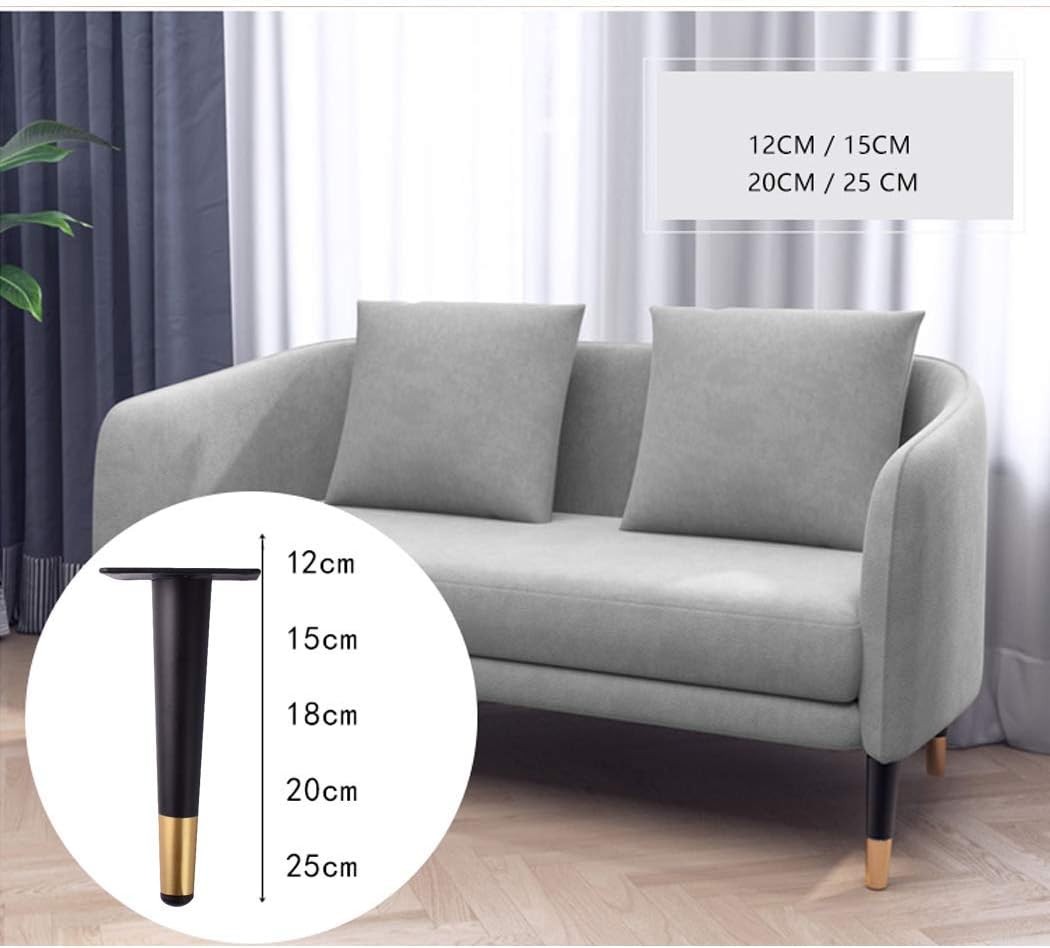 4 Furniture Support Legs, Metal Straight Cone Furniture Legs Sofa Legs Cabinet Legs Cabinet Legs Table Legs Furniture Replacement Legs, Black Gold(30cm/11.8in)