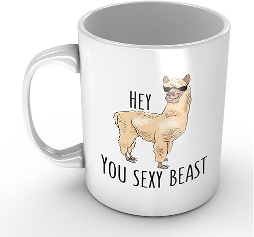 You Sexy Beast - Lindo regalo de llama de alpaca para novionovia, divertida taza blanca de 11 onzas, tazas de café o taza de té, regalos geniales de