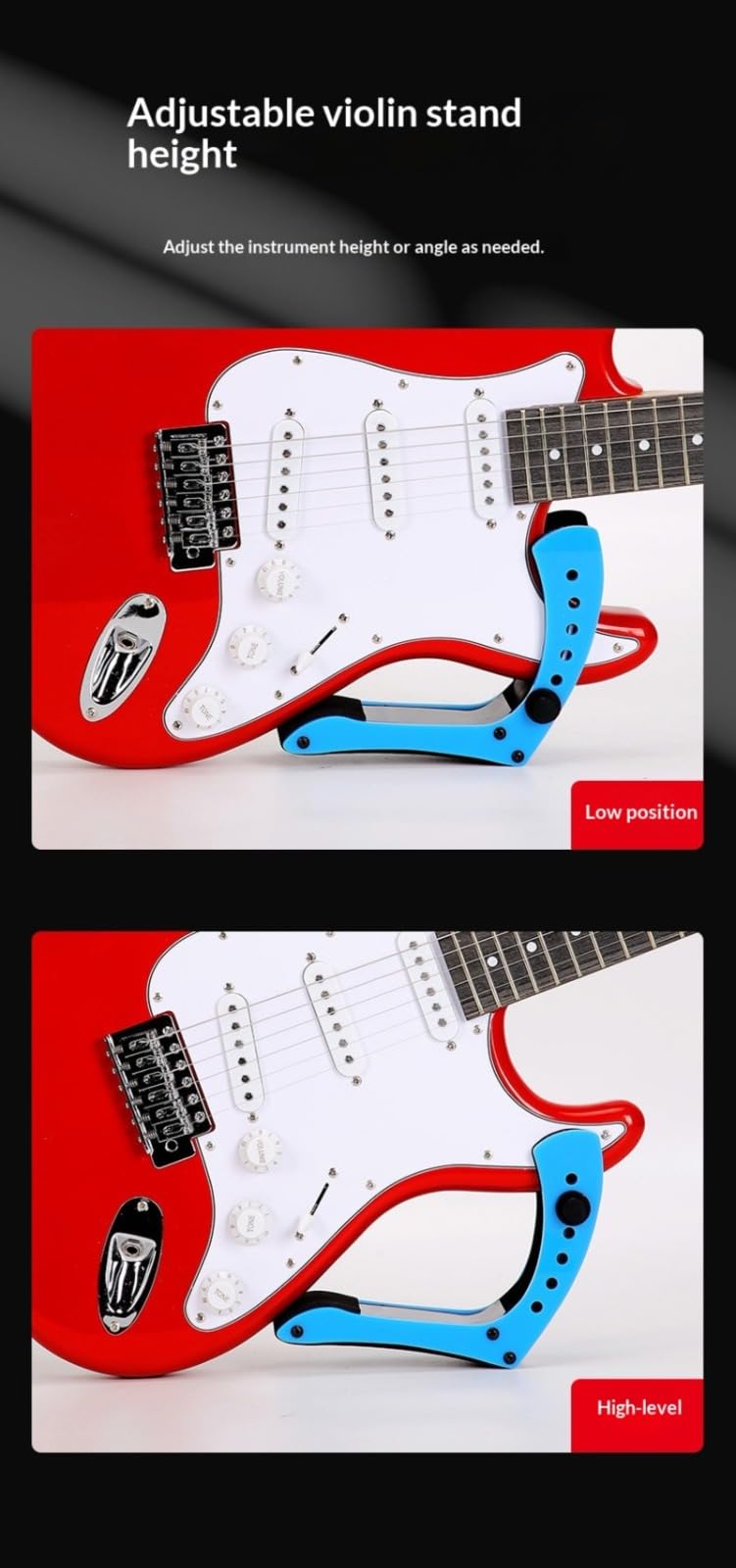 Générique Support de Guitare électrique Ergonomique, Hauteur Réglable à 6 Positions, Support de Jambe de Repose-pieds, pied guitare