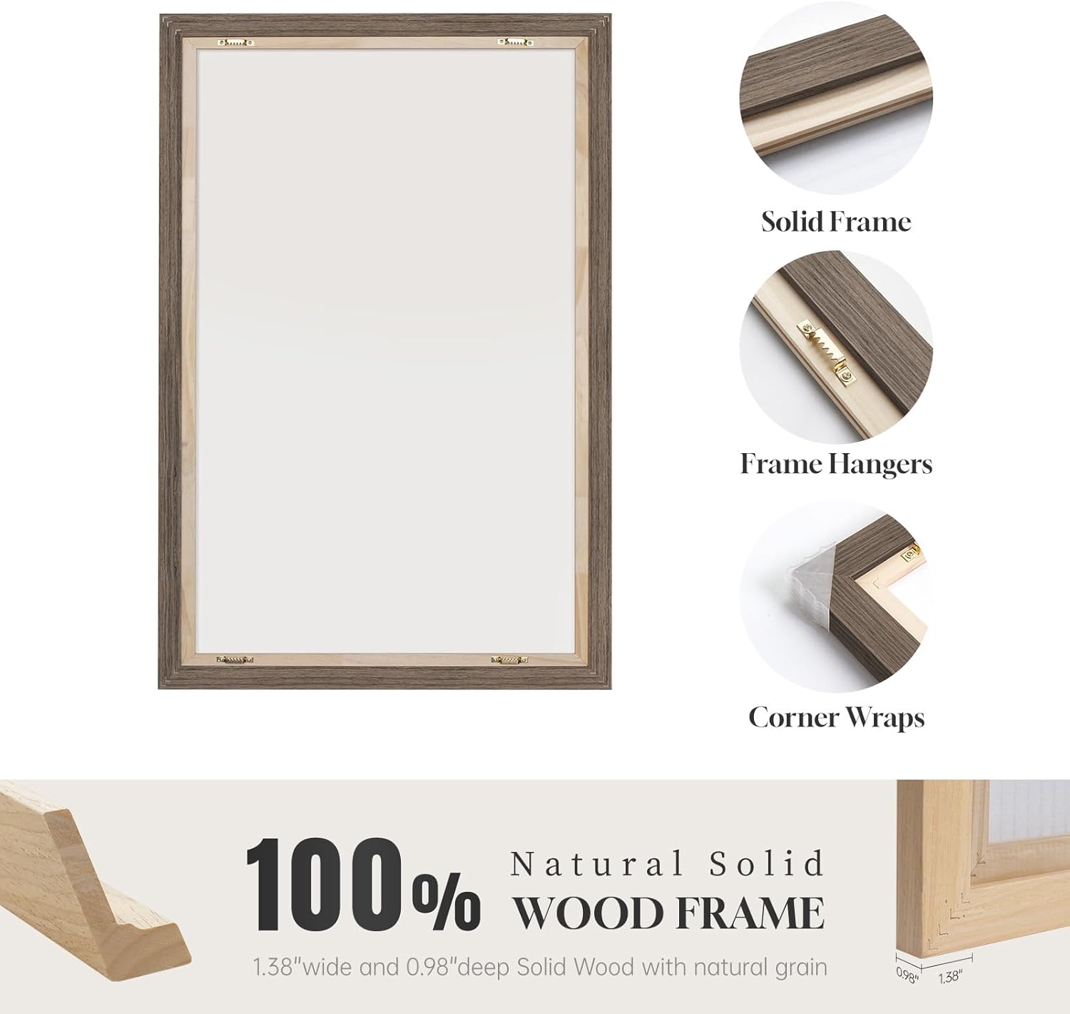 Framed Vintage Landscape Canvas Wall Art for Living Room Bedroom - Large Rustic Modern Farmhouse Meadow with Flowers Picture, Cottagecore Nature Art Decor for Dining Hallway Office, 24x36 Inch