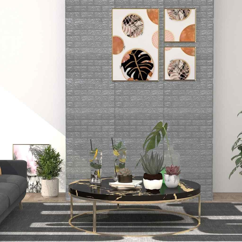 Papel pintado adhesivo 3D con aspecto de ladrillo, 40 unidades, color antracita