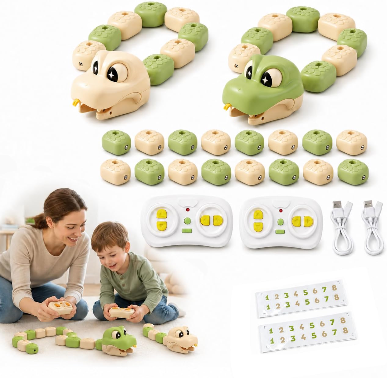 XQLY 2 Pack Magnetic Snake Game for Kids, Remote Control Snake Toys