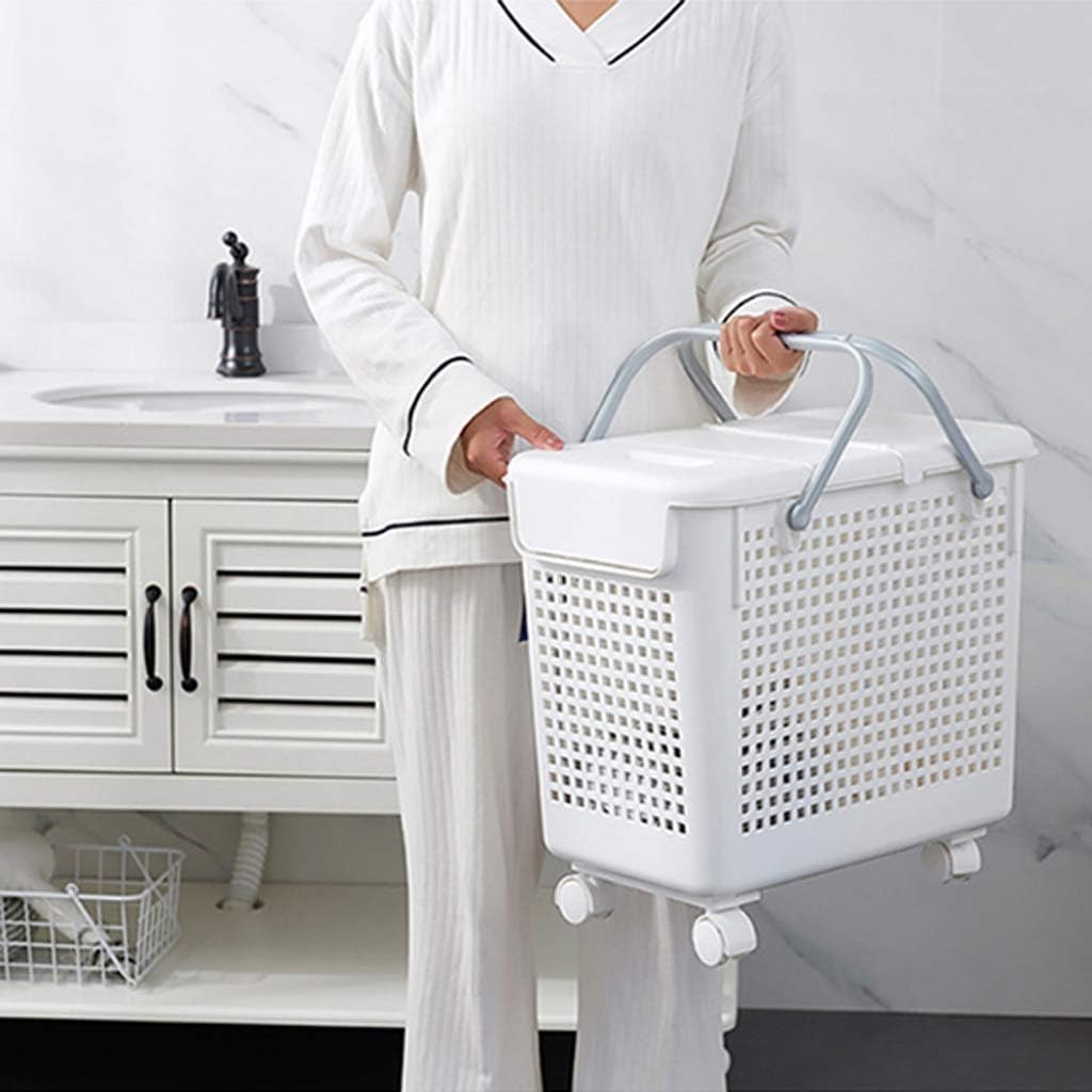 Dirty Clothes Basket with Lid Household Dirty Clothes Basket Dirty Clothes Storage Basket with Round Plastic Bucket