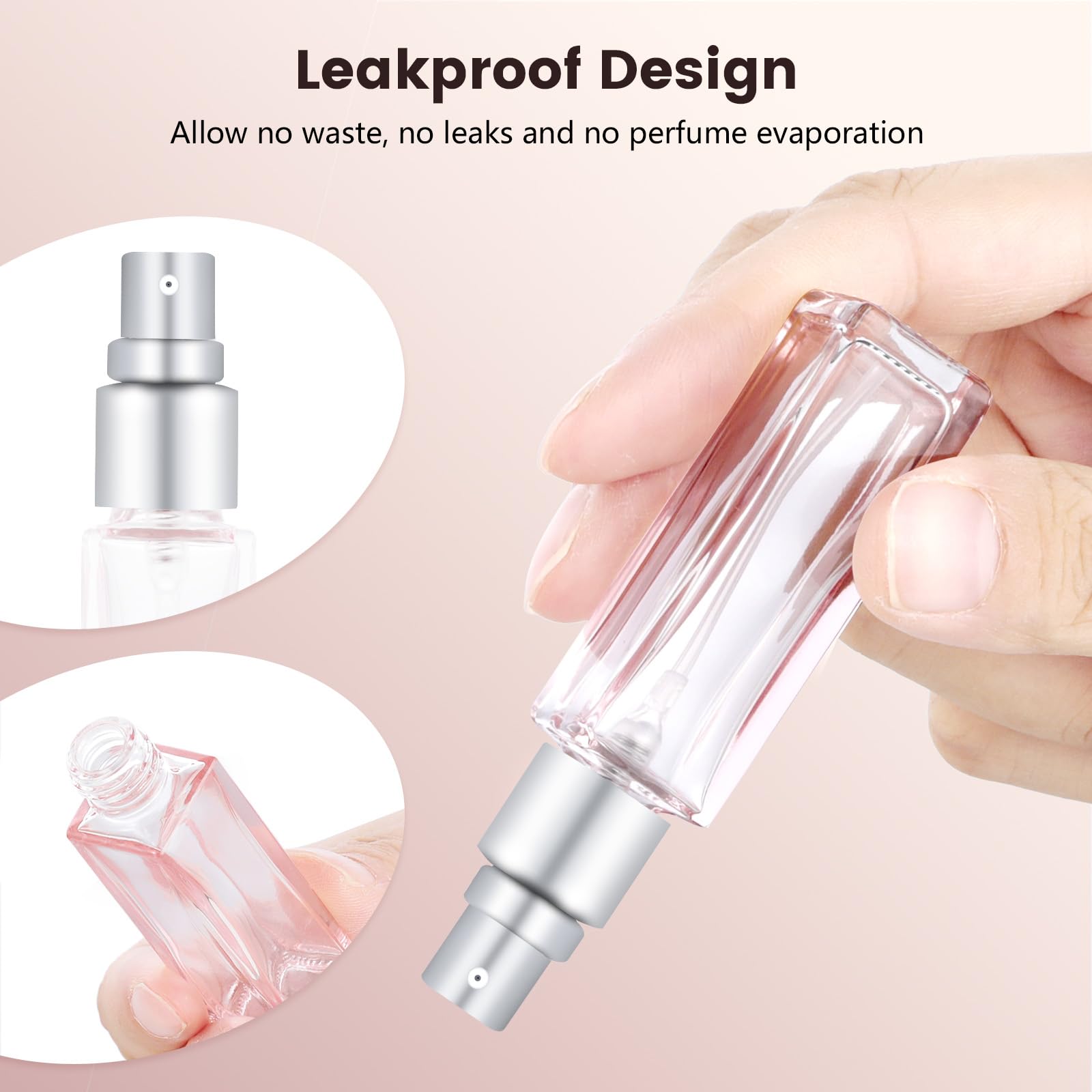 AiQInu 6 sztuk wielokrotnego ładowania podróżny pojemnik na perfumy 10 ml, pusta butelka z rozpylaczem z zakraplaczem i lejkiem, wielokrotnego użytku, przenośny dozownik parownika do podróży, na