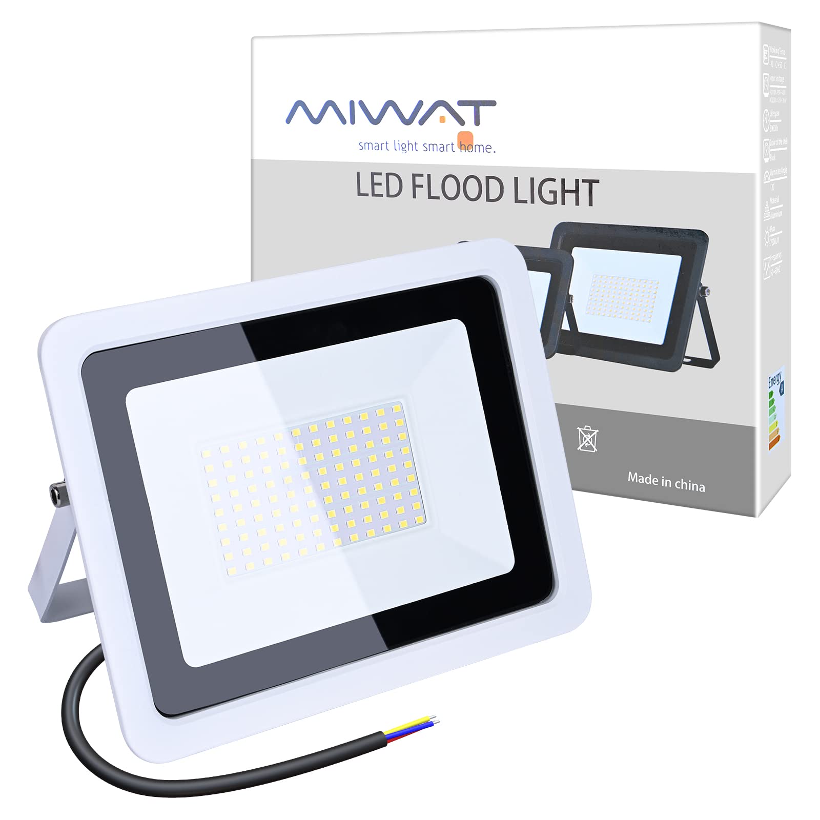 Ultra-Thin MIWAT LED Flood Light Spotlight Led Search Lamp 220V Floodlights for Outdoor Garden Street Square (Cool White-6000k, 100W)