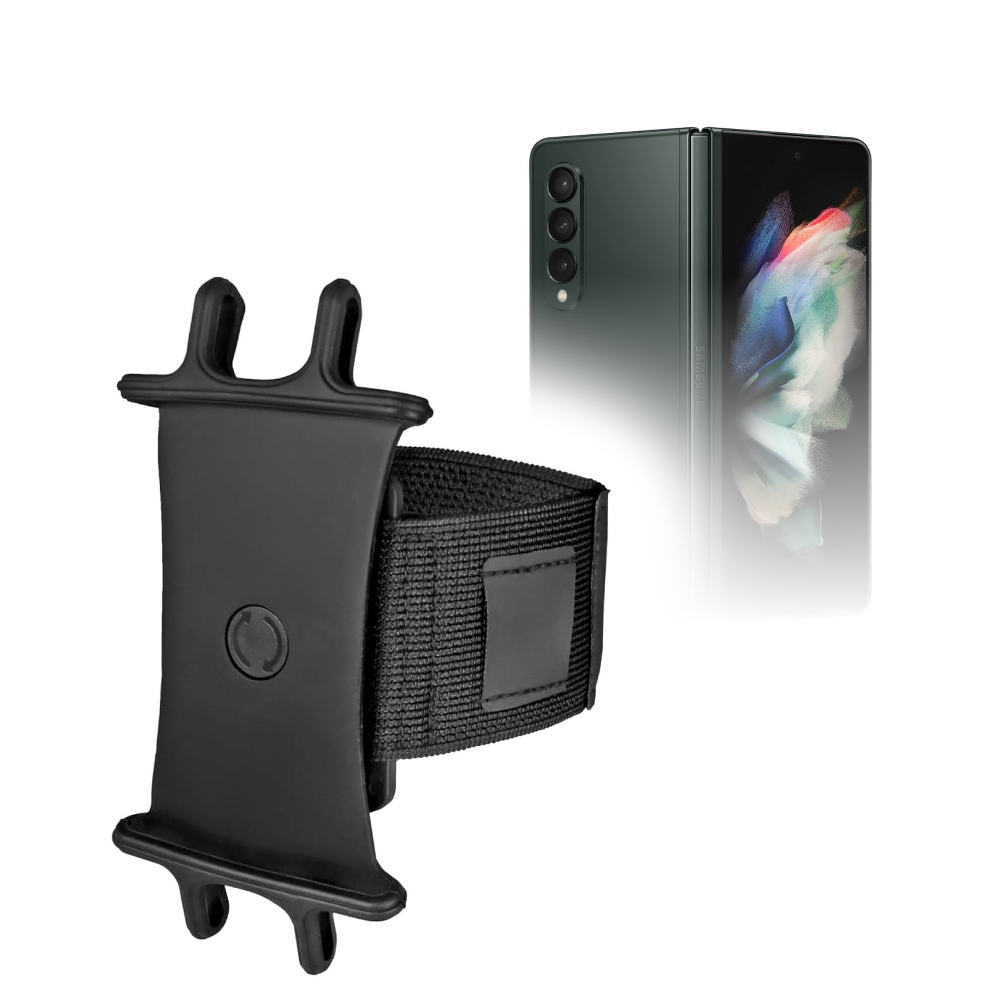 BoxWave ActiveStretch - Fascia da braccio regolabile per allenamento e corsa, compatibile con Samsung Galaxy Z Fold 3, colore: nero corvino