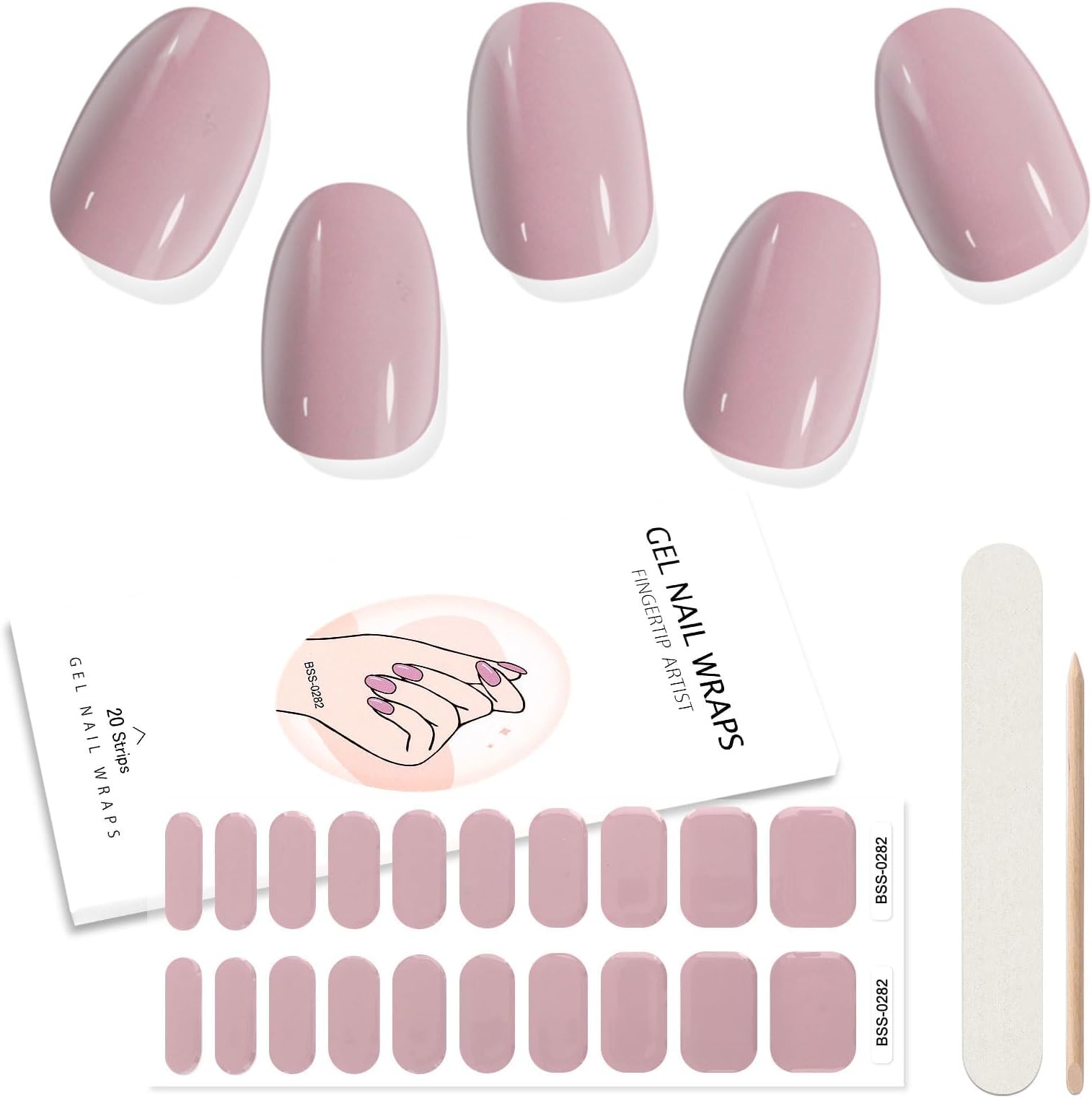 Kalolary Purple Gel Nail Wrap Strips, Lavender Full Nail Wrap Gel Nail Art Polish Sticker Long-Lasting Gel Nail Wrap with Nail File and Stick（UV/LED Lamp Required）