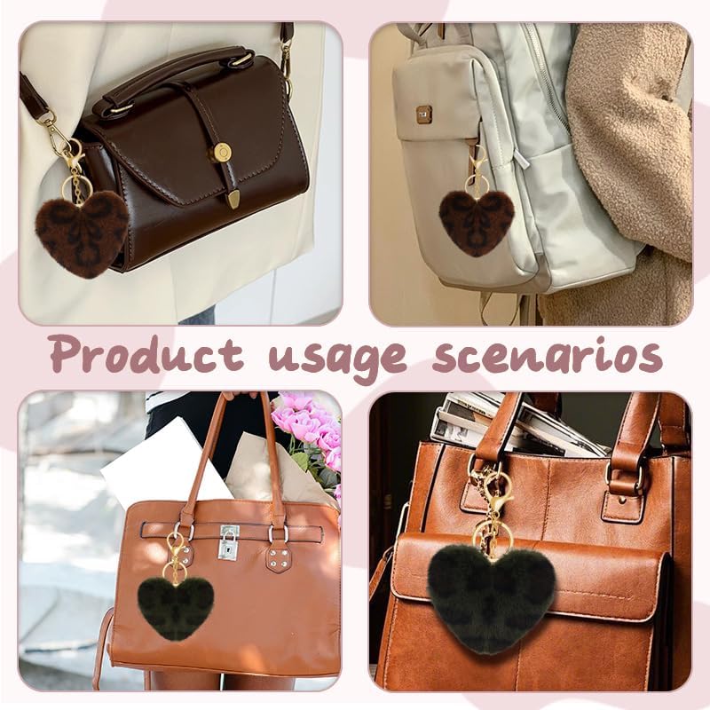 Miniatura 4 de YALLNASL Dijes con estampado de leopardo para bolso, bolso, accesorios de corazón para llaves, llaveros de leopardo para mujeres y niñas amantes de