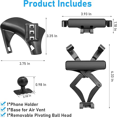 Miniatura 8 de Soporte de teléfono compatible con Chevy Malibu 2017-2022 para ventilación de automóvil, soporte para teléfono celular Malibu antivibraciones,