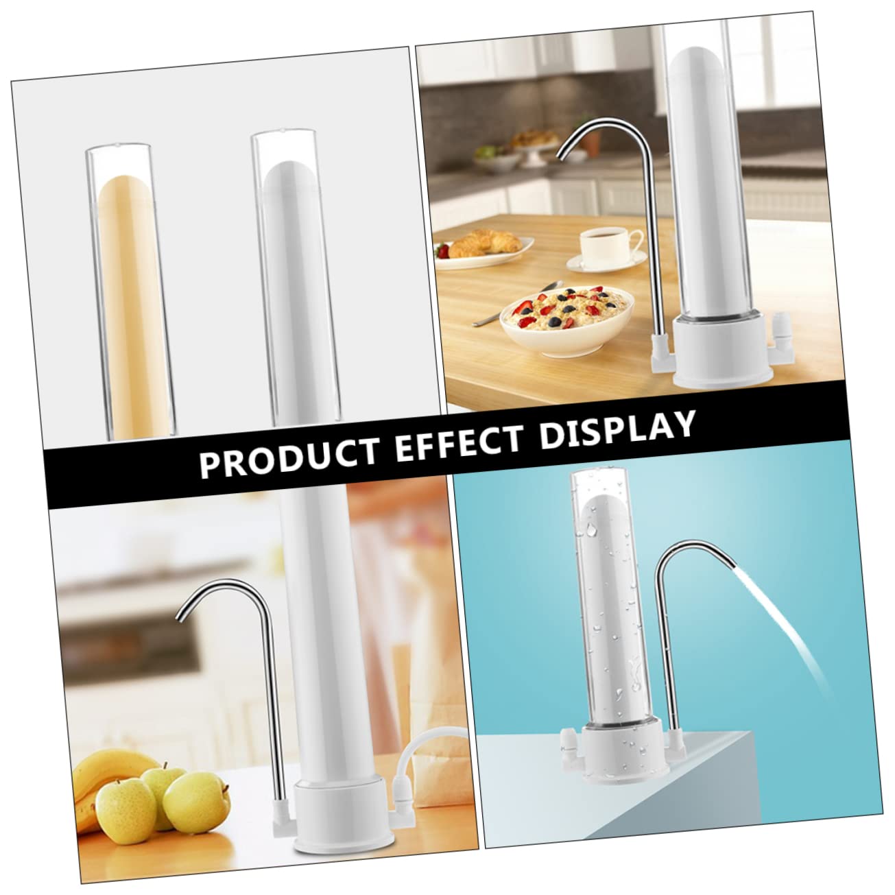NUOBESTY Purificateur D’eau pour Robinet Cuisine, Filtration Physique, Installation Simple, D’adaptateurs, Plastique, Métal, Céramique, Blanc