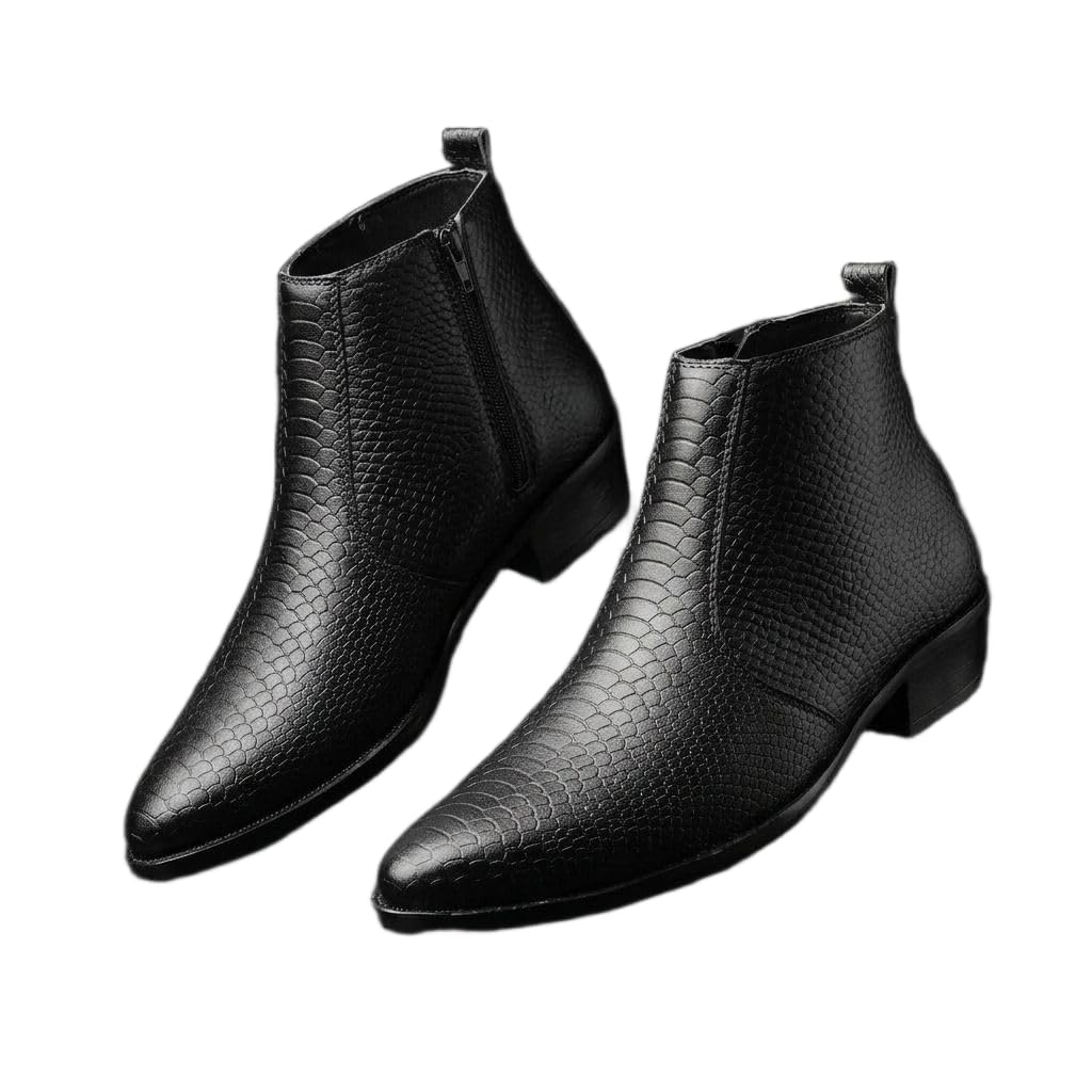 erix Men's Chelsea Boot in Black Synthetic Leather with Zip Closure, Almond Toe, Casual Wear, TPR Sole, Handmade-picture-24
