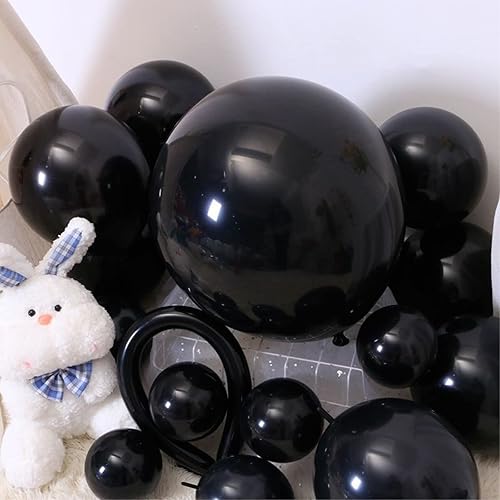 Miniatura 7 de Globos negros de 10 pulgadas, 100 globos de látex para decoración de baby shower, boda, fiesta de cumpleaños (negro)