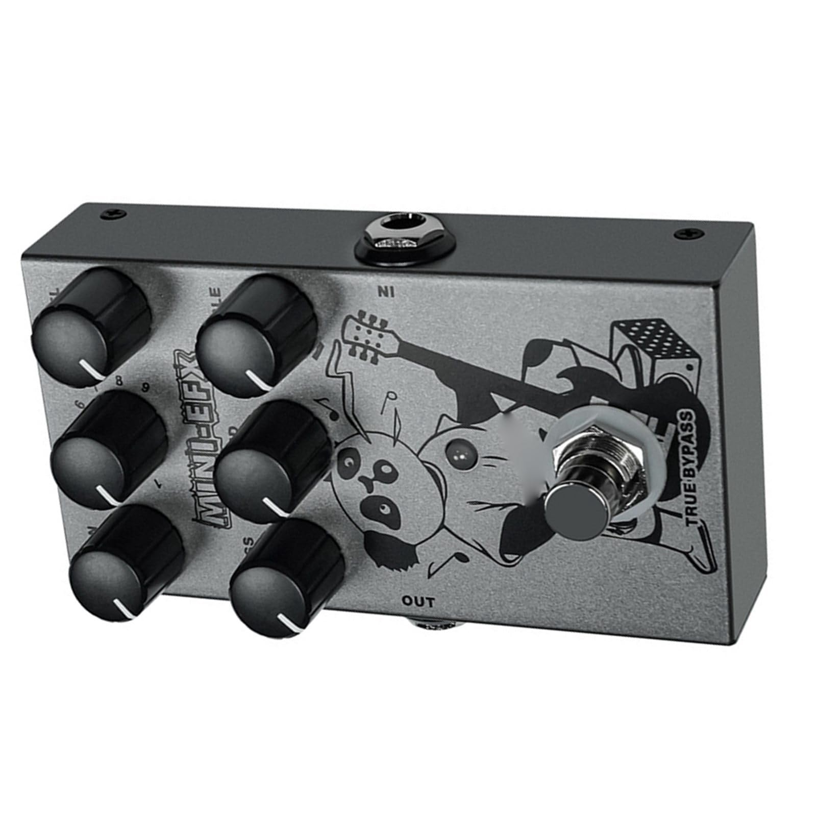 Alomejor Mini Gitara z Zniekształconym Pedałem, Metalowa Konstrukcja Premium, 9 Tonów, Regulacja Korektora dla Muzyków w Ruchu, Rozmiar Metalowy
