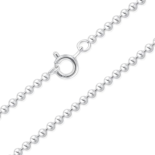 Collar de cadena de plata de ley 925 - Collar de cadena de bolas - Cadena de plata - Cadena de plata para mujer - Cadenas de plata para hombre -