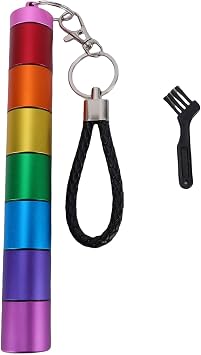 Buachois 7 Compartment Storage Tube, Portable Water Proof Metal Container with Lanyard Aluminum Alloy for Travel Outdoor Sports