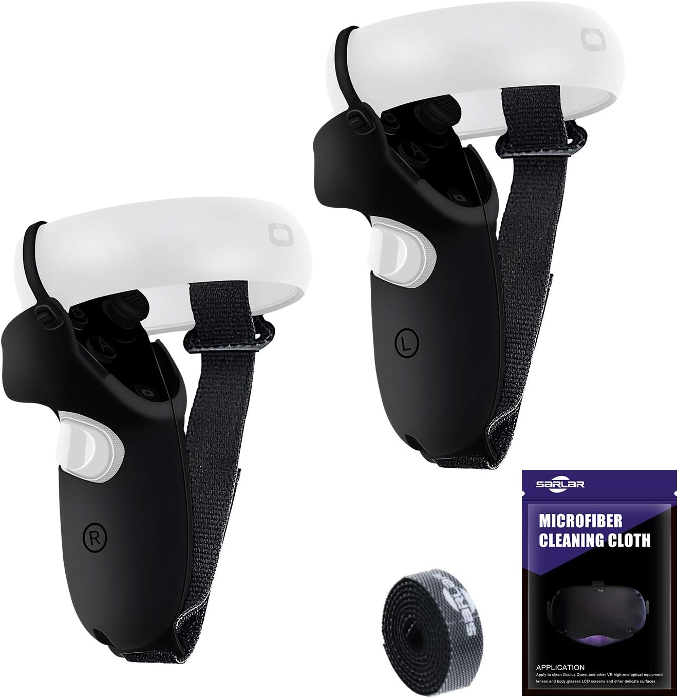 SARLAR Touch Controller Grip Cover for Oculus Quest 2, Anti-Slip and Anti-Fall Protective Sleeve with Hand Strap(Black)