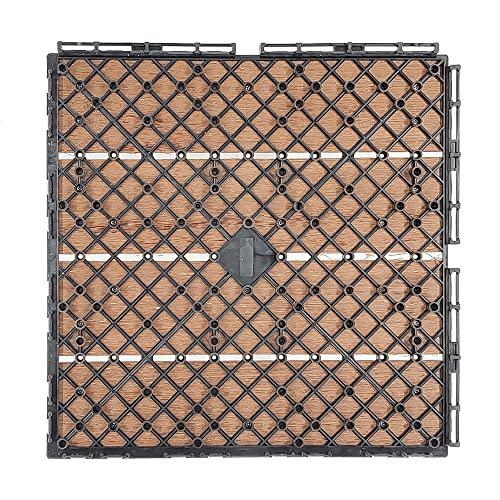 Image of Plantex Tiles for Floor-Interlocking Wooden Tiles /Garden Tile /Quick Flooring Solution for Indoor /Outdoor Deck Tile-Pack of 12 (Merbau Wood)
