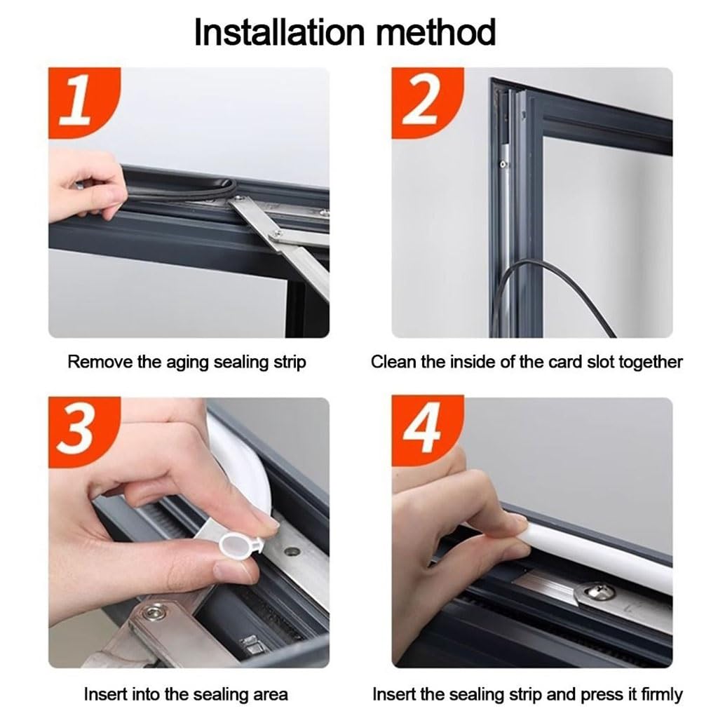 1 guarnizione in silicone a forma di O da 5 m for porte e finestre: riduzione del rumore e tenuta alle correnti d'aria(Black,5.5-7.5mm)