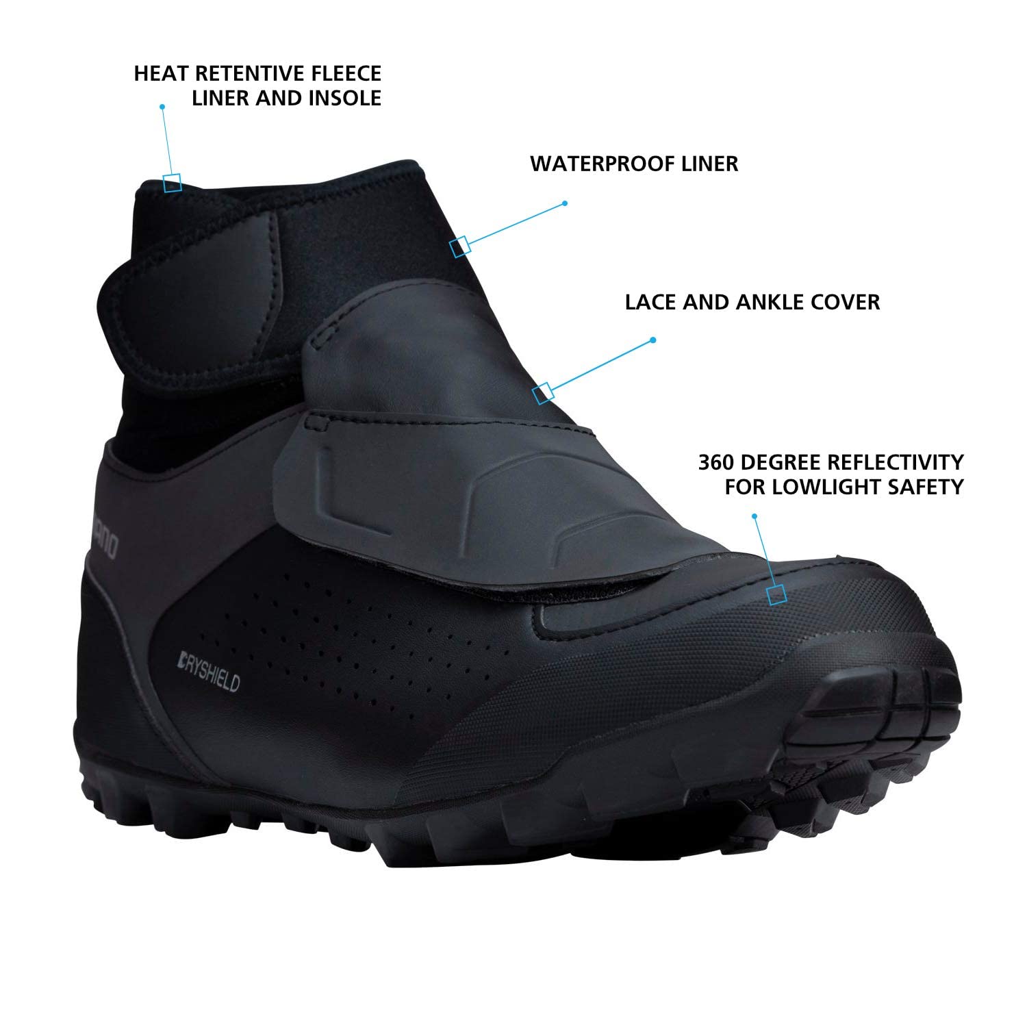 SHIMANO SH-MW501 Affordable SPD Shoe for The Cold and Wet, Black, 8-8.5 Men (EU 42)