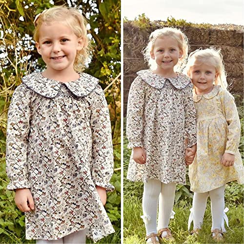 Simplee kids Baby Girl Smocked Dress Casual Long Sleeve Dresses Floral Print Sundress Princess Dress for Toddler2