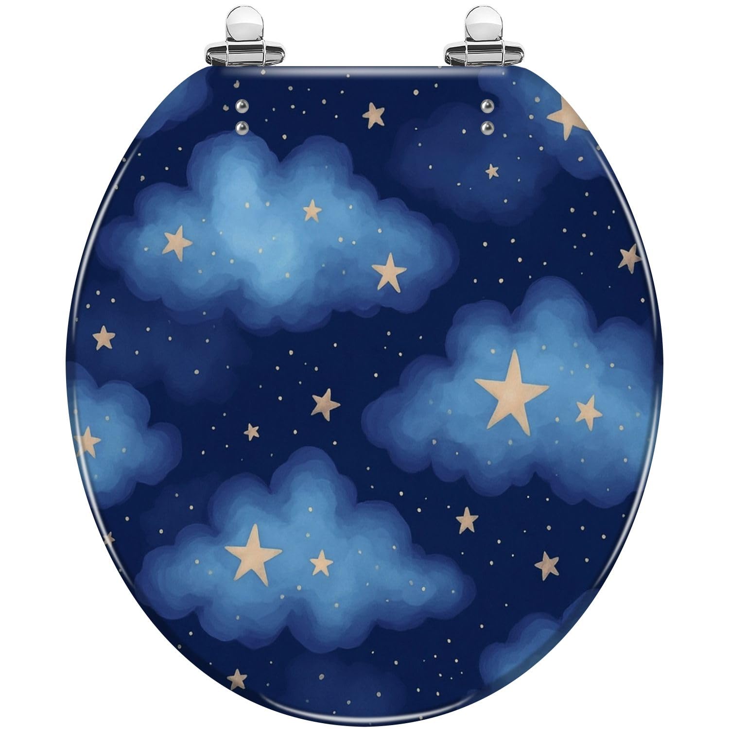 Tazyyzuu Multi10 Creative Gold Green Tropical Palm Leaves Resin Round Toilet Seat Slow Close Lid With Quick-Release Hinges(,16.5X14.5)