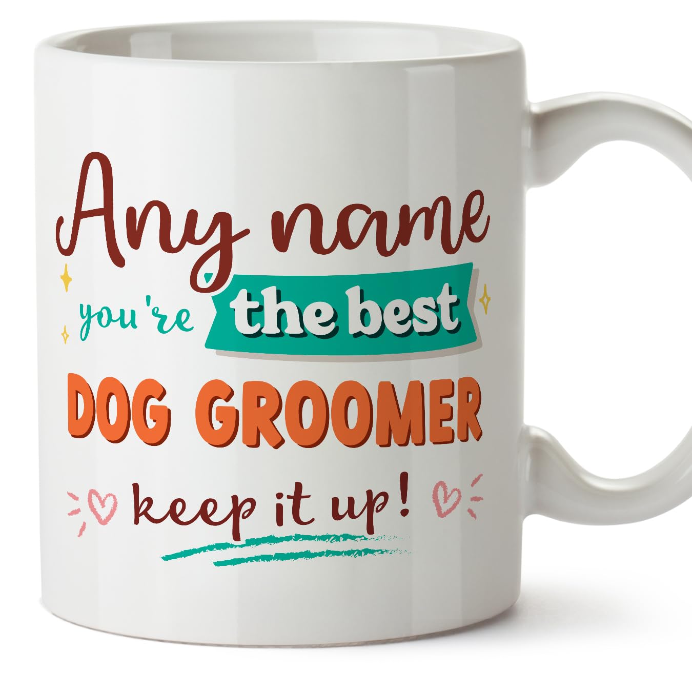 MUGFFINS Personalised Mug for Dog Groomer Woman - in English - Keep it up! - Funny Custom Gift for Colleagues - Ceramic 11oz Mug — image 1