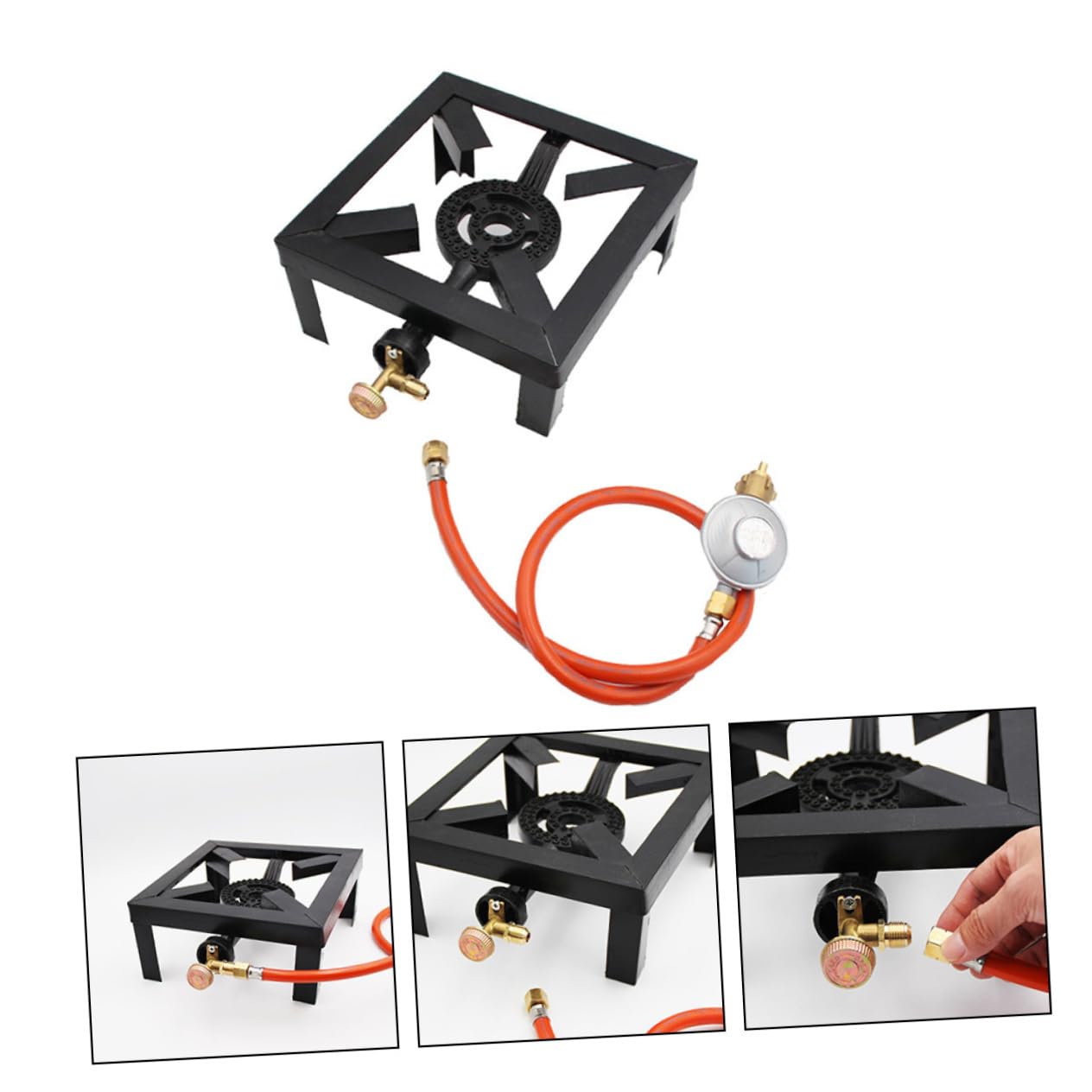 Sosoport Estufa de Gas Portátil para Camping Núcleo de Hierro Fundido y Regulador de Presión, Quemador de Alto Rendimiento para Bbq y Picnic al Aire Libre