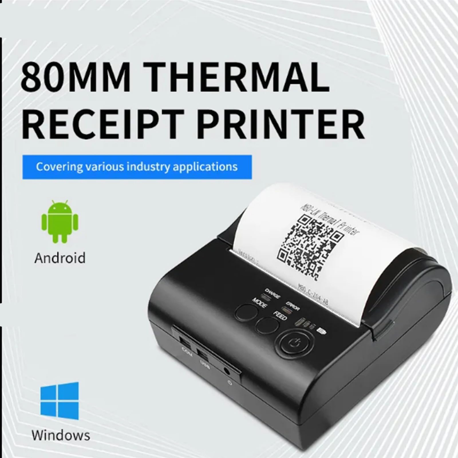 80mm bluetooth portable thermal receipt printer,only compatible with android/Windows,3 inch Ticket wireless android bill invoice printer for small business,IS NOT compatible with iphone/ipad/MAC,