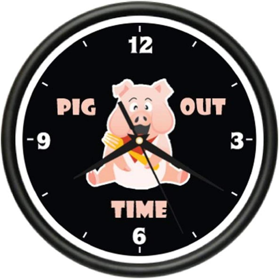 Pig Out TIME Wall Clock Pigs BBQ barbque Restaurant