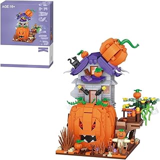 Halloween Pumpkin House Building Set, 762 PCS Halloween Decor Pumpkin Cabin Building Blocks Toys Mini Bricks Halloween Party Décor Gifts for Kids Boys Girls 6 7 8 9 10 11 12 13 14+ Years Old