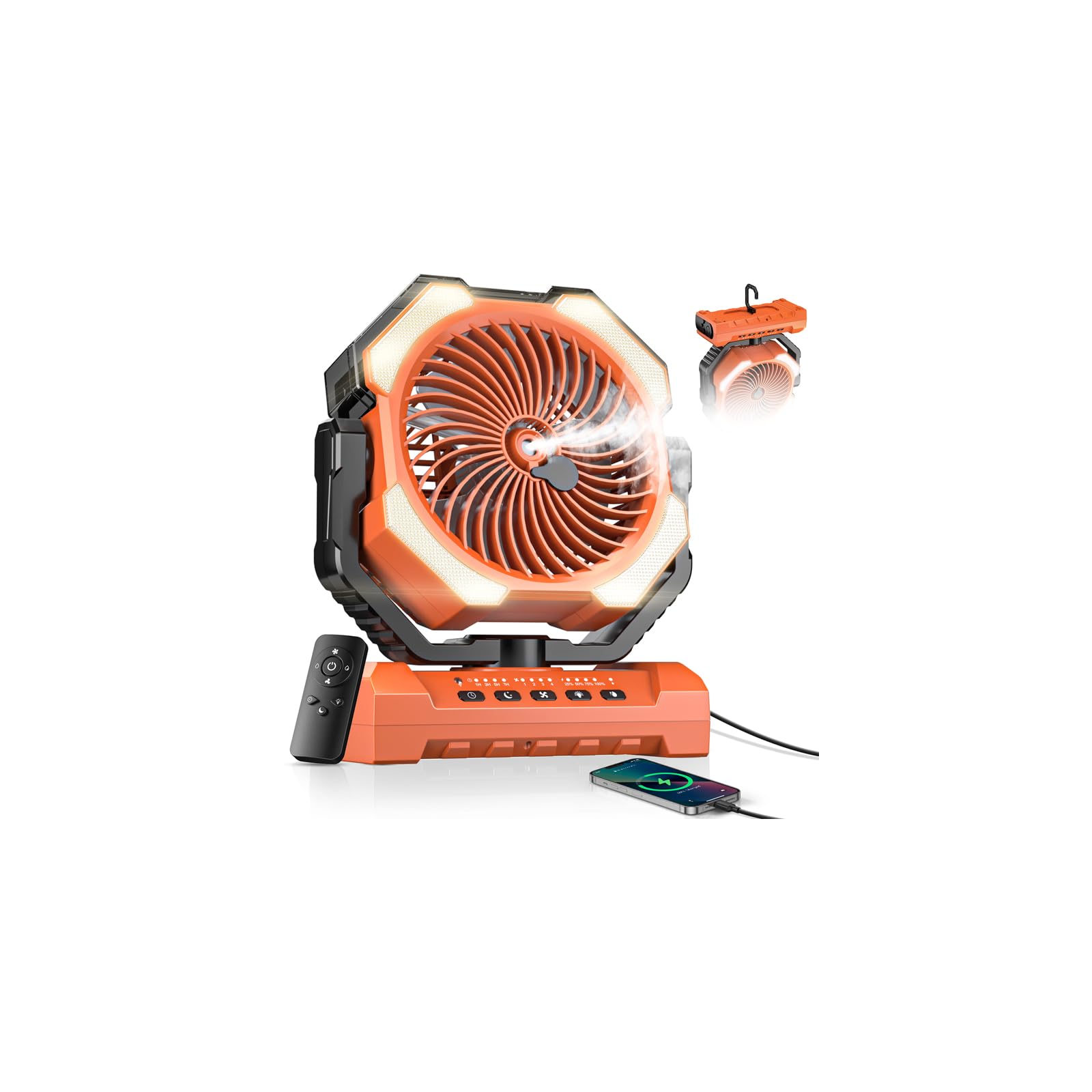 Misting Fan Portable with 250ml Water Tank, 24000mAh Rechargeable Cooling Fans for Outside, Outdoor Water Misters with 2 Mist Modes, Remote Control Camping Fan with Timer for Tents, Beach, Patios-image-6